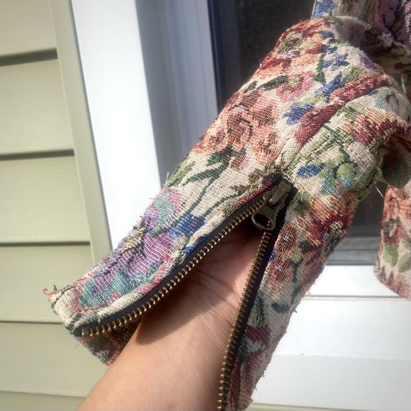 Free People floral tapestry moto style jacket size 2 - Picture 8 of 15